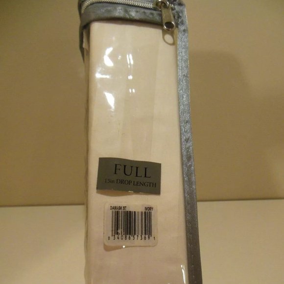 WAMSUTTA DAMASK STRIPE FULL BEDSKIRT IVORY - BRAND NEW IN PACKAGE - Picture 3 of 4